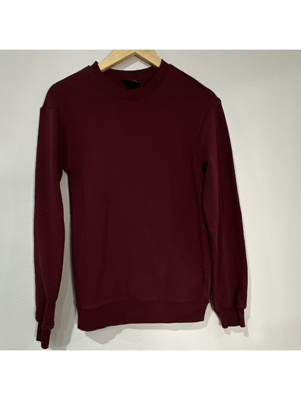 H&M Relaxed Fit Burgundy Fleece Crewneck Pullover Sweatshirt Men’s XS